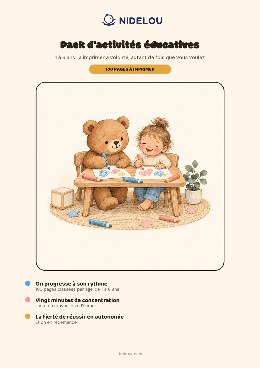 Couverture du pack de 100 activités éducatives à imprimer