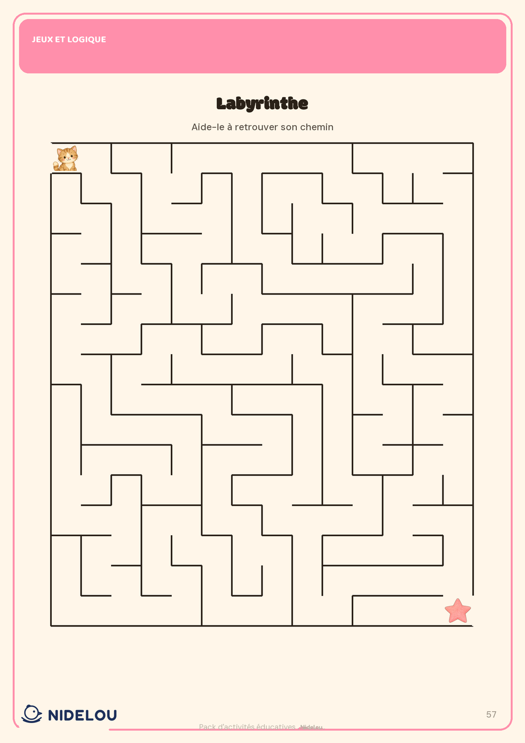 Page de labyrinthe pour enfant