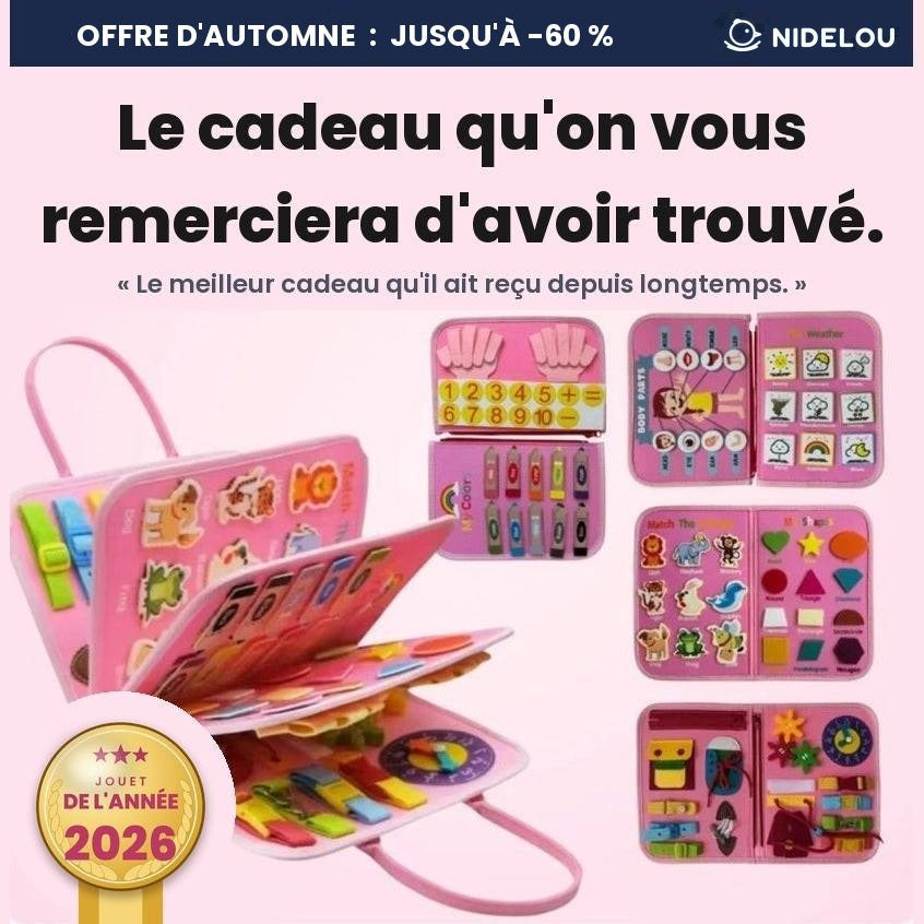 Busy book Nidelou rose, formule Coffret Éveil